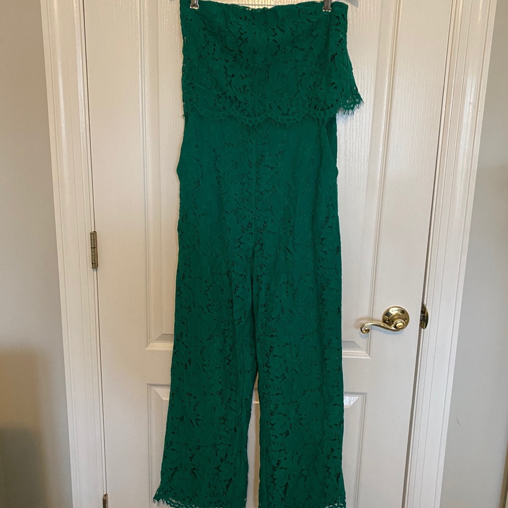 Green lace party jumpsuit